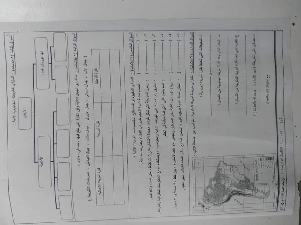 MTQ4ODE5MQ46462 صور اختبار نهائي لمادة الجغرافيا للصف السابع الفصل الاول 2019 نموذج B وكالة